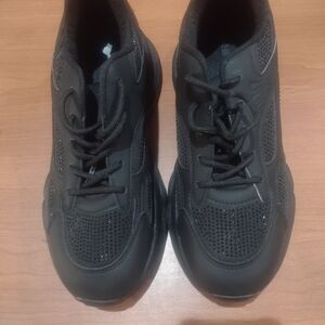 Women's Black Athletic Sneakers - Comfort Running Shoes